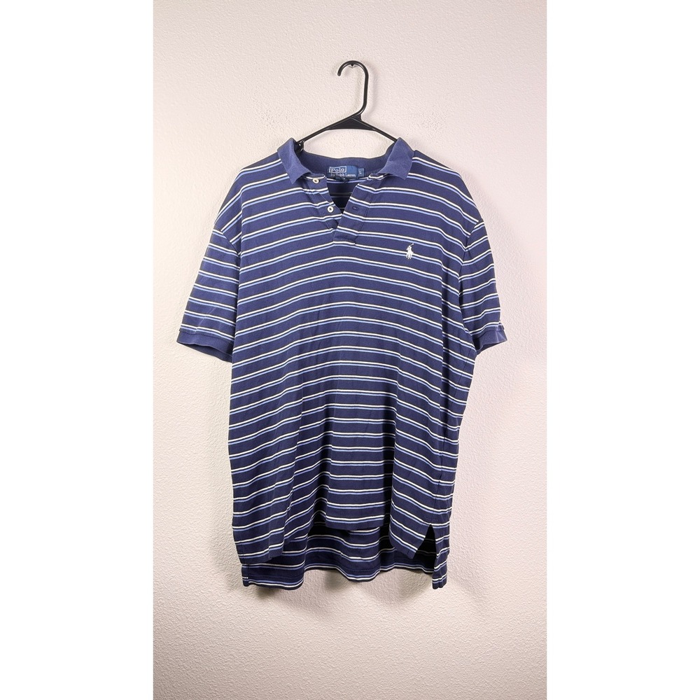 Polo by Ralph Lauren Polo Shirt Men's L Blue Striped Short Sleeve